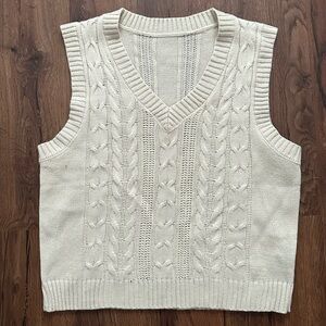 Cream knit sweater vest